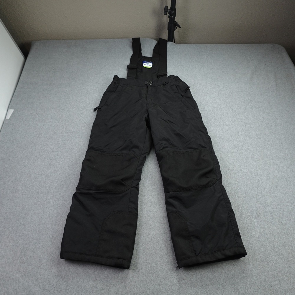 Slalom Snow Bibs Kids Small 6/7 Black Insulated Ski Pants Adjustable Overalls‎